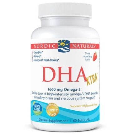 Nordic Naturals DHA Xtra 1660mg Omega-3 60 Soft Capsules with Strawberry