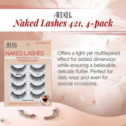 Ardell False Eyelashes Naked Lash 421 Black Subtle Volume and Length Beautiful Soft Lightweight Lashes - Pack of 4