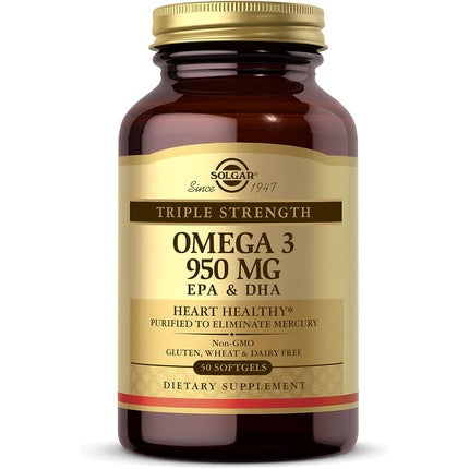 Solgar Triple Strength Omega 3 Supports Brain and Eyes Heart Health Friendly Fish Oil 50 Softgels