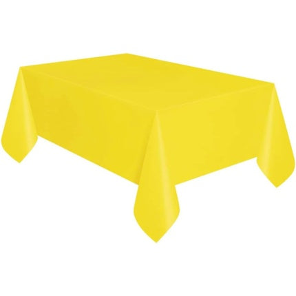 Solid Neon Yellow Rectangular Plastic Table Cover 137cm x 274cm