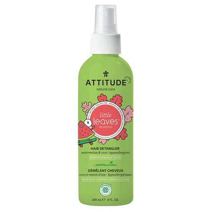 ATTITUDE Natural Hair Detangler Spray for Baby and Kids EWG Verified Plant and Mineral Based Ingredients Hypoallergenic Vegan and Cruelty Free Watermelon and Coconut 8 Fl Oz