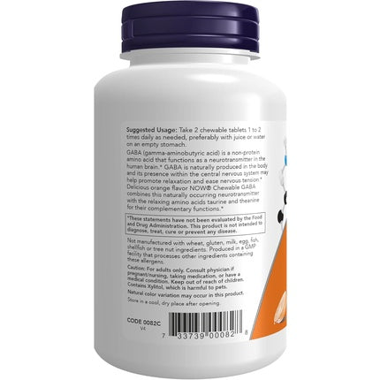 Now Foods GABA Gamma-Aminobutyric Acid Supplement - Neurotransmitter