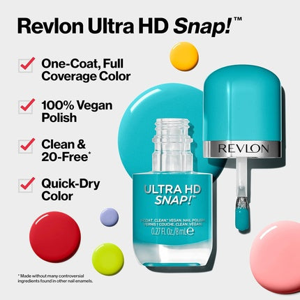 Revlon Ultra HD Snap Nail Polish Long Lasting Vegan Formula Quick Drying One-Coat Full Coverage Colour 8ml Red and Real