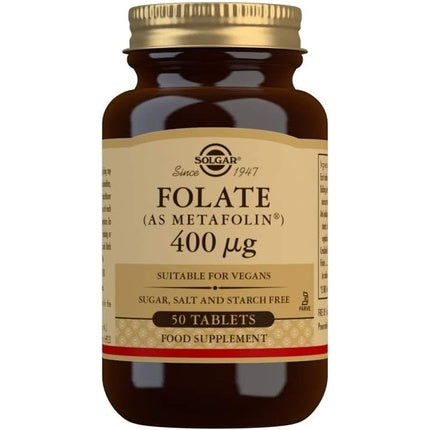 Solgar Folate 400µg Tablets Supports Blood Formation Helps Reduce Tiredness and Fatigue Wellbeing for Men and Women Vegan