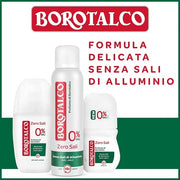 Borotalco Zero Sali Deodorant Roll On Absorbs Sweat and Leaves No Stains 50ml - Unisex Classic Borotalco Scent