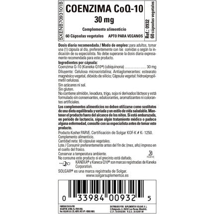 Solgar CoQ-10 Vegetable Capsules 30mg Supports Energy Production and Reduces Effects of Aging 60 Capsules