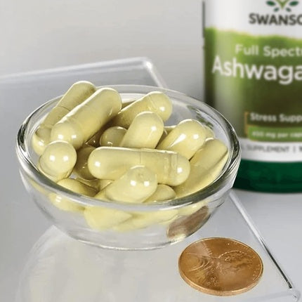 Swanson Ashwagandha Powder Supplement 100 Capsules 450mg
