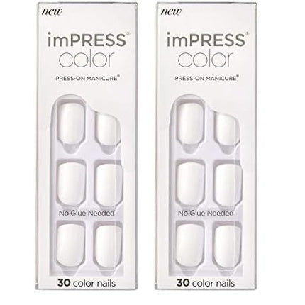 Kiss Impress No Glue Mani Press On Nails 'Frosting' White Short Size