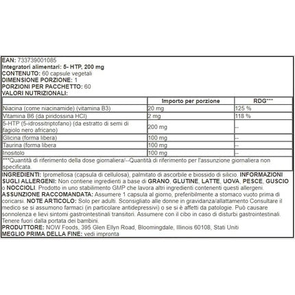 NOW Double Strength 5-HTP 200mg 60 Veg Capsules