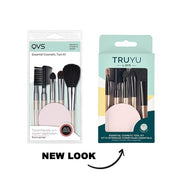 QVS Cosmetic Brush Set Makeup Brushes 6 Pieces - Rouge Brush, Eyeshadow Applicator, Eyeshadow Brush, Lip Brush, Makeup Sponge, Eyebrow Comb, and Mascara Brush