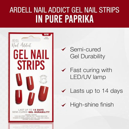 Ardell Nail Addict Gel Nail Strips Pure Paprika LED/UV Lamp Curable