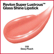 Revlon Super Lustrous Glass Shine Lipstick with Aloe, Hyaluronic Acid and Rose Quartz Dewy Peach 019