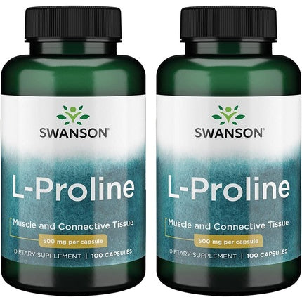 Swanson Amino Acid L-Proline Dietary Supplement Collagen Connective Tissue Support 500mg 100 Capsules