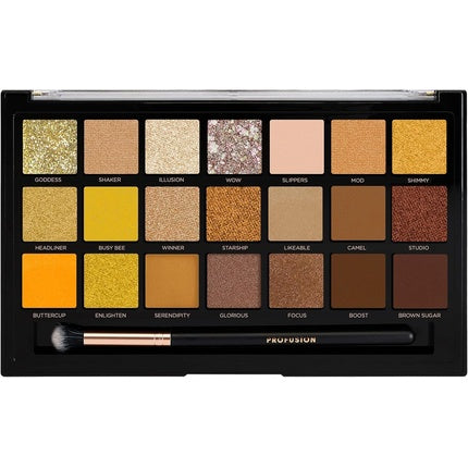 Profusion Cosmetics Gold Rush 21 Shade Eyeshadow Palette with Free Pro Series Brush