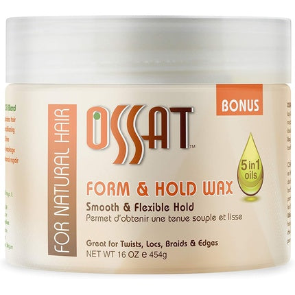 Ossat Naturals Form & Hold Wax for Twists, Locks, Knots, and Edge Control