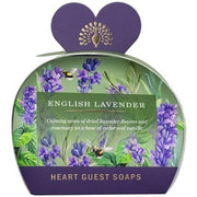 The English Soap Company Sandalwood Shea Butter Heart Shaped Guest Soaps English Lavender Scent 3 x 20g