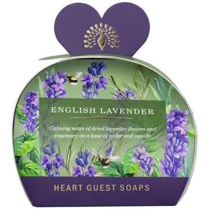The English Soap Company Sandalwood Shea Butter Heart Shaped Guest Soaps English Lavender Scent 3 x 20g