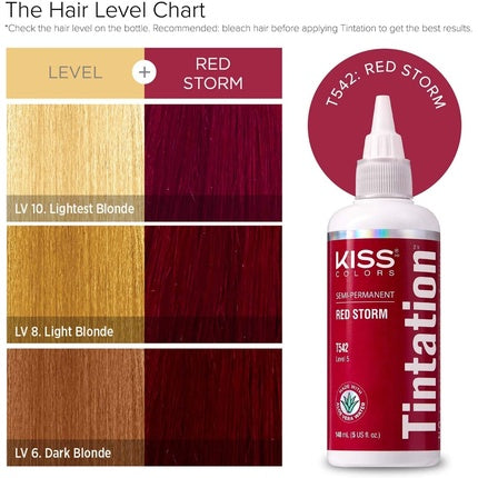 Kiss Tintation Semi-Permanent Hair Colour with Argan Oil and Aloe Vera - Red Storm