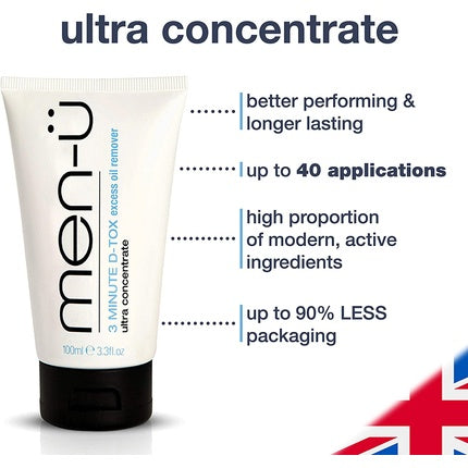 men-u 3 MINUTE D-TOX Ultra Concentrate Vegan Face Mask for Men with Kaolin Clay and Witch Hazel 100ml