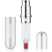 Travalo Classic HD Perfume Atomizer Genie-S TSA Approved Travel Perfume Bottle Refillable Reusable Airtight Easy-Fill Mini Pump Sprayer Lightweight Elegant Design with Volume Window Silver 0.17oz