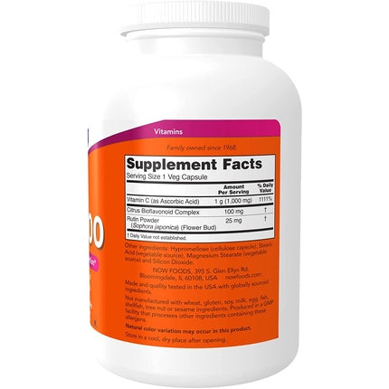 NOW Supplements Vitamin C-1,000 with Bioflavonoids Antioxidant Protection 500 Veg Capsules