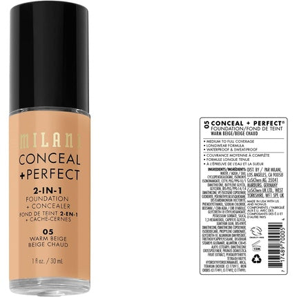 MILANI Conceal + Perfect 2-In-1 Foundation + Concealer Warm Beige 30ml