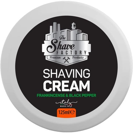 The Shave Factory Shaving Cream Soap for Men Suitable for All Skin Types Made in Italy 125ml Frankincense & Black Pepper