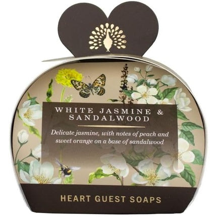 The English Soap Company Packed Guest Soaps Sandalwood Shea Butter Heart Shaped Moisturising Soaps 3 x 20g White Jasmine & Sandalwood - Pack of 3
