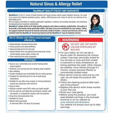 NeilMed Original Sinus Rinse Kit with 60 Premixed Sachets
