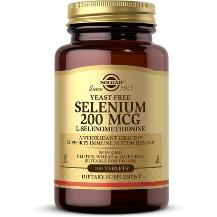 Solgar Yeast-Free Selenium 200mcg 100 Tablets - Supports Antioxidant and Immune System Health - Non-GMO Vegan Gluten Free Dairy Free Kosher