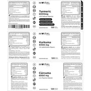 Curcuma 6000mg Turmeric Extract Capsules 120 Vegan Capsules with 95% Curcumin and Piperine - Promotes Circulation, Fights Inflammation and Joint Pain