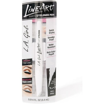 LA Girl Line Art Matte Eyeliner GLE715 White by Glitz