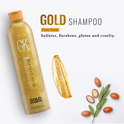 GK HAIR Global Keratin Gold Shampoo 8.5 Fl Oz/250ml Hair Moisturizing Shine and Protection With Argan Oil Shea Butter Natural Oils All Hair Types