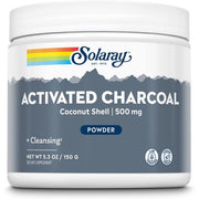 SOLARAY Activated Coconut Charcoal Powder 500mg Healthy Inner Cleansing & Digestive Tract Support - 300 Servings