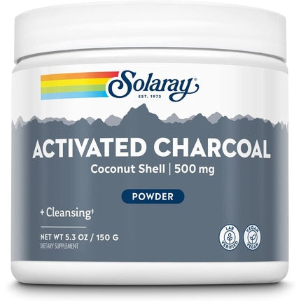 SOLARAY Activated Coconut Charcoal Powder 500mg Healthy Inner Cleansing & Digestive Tract Support - 300 Servings