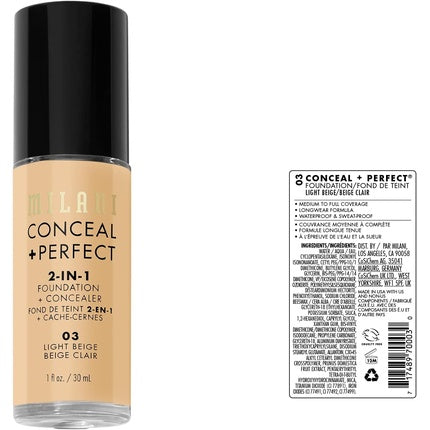 Milani Conceal + Perfect 2-In-1 Foundation + Concealer Light Beige