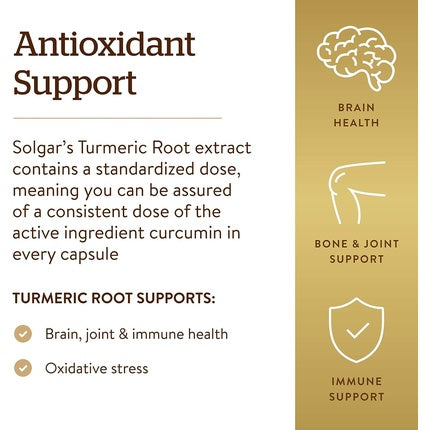 Solgar Turmeric Root Extract Vegetable Capsules - Antioxidant Benefits - Vegan and Gluten Free