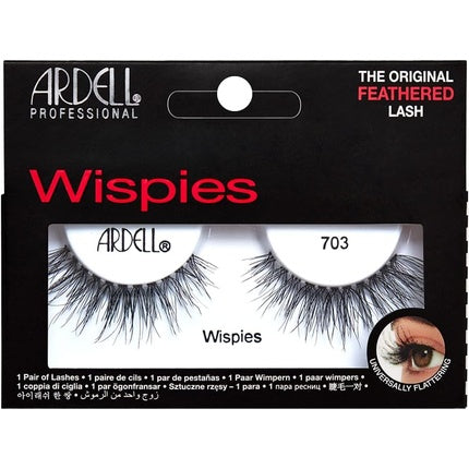 Ardell False Eyelashes Wispies 703 Black Feathered Lash Crisscross Layers Invisiband Lash Band Super Comfort Uneven Lengths Long Volume Defined Curl Vegan-Friendly Cruelty-Free Eyelashes