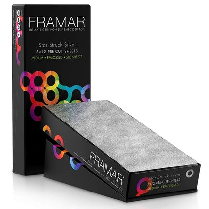 Framar Star Struck Silver Embossed Pre Cut Aluminum Foil Sheets for Hair Highlighting 5x12