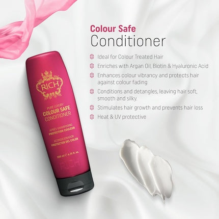 RICH Pure Luxury Color Treated Hair Protect Conditioner - Color Safe, Paraben & Sulfate Free with Argan Oil, Biotin, and Hyaluronic Acid 6.75oz