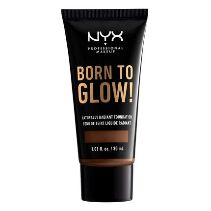 NYX PROFESSIONAL MAKEUP Born To Glow Naturally Radiant Foundation Medium Coverage Deep Rich 1.01 Fl Oz
