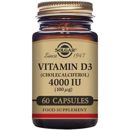 Solgar Vitamin D3 4000 IU Vegetable Capsules 60 Capsules - Cholecalciferol for Bone and Teeth Health, Muscle Function and Immunity - Vegetarian