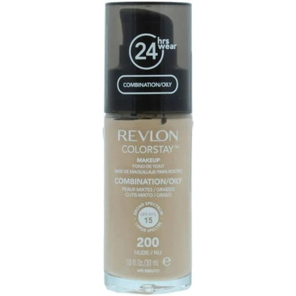 Revlon Colorstay Liquid Foundation Makeup for Combination/Oily Skin SPF 15 Medium-Full Coverage with Matte Finish 30ml 200 Nude