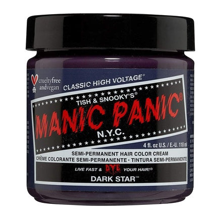 MANIC PANIC Dark Star Grey Hair Dye Classic High Voltage Semi Permanent Color Very Deep with Slight Purple Undertones Vegan PPD & Ammonia-Free For Coloring on Women Men