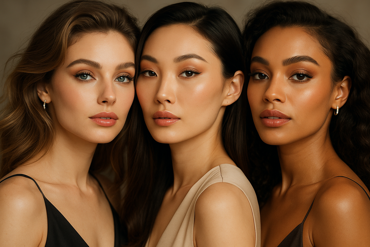 viso di tre modelle bellissime