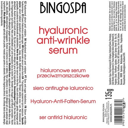 Bingospa Anti-Wrinkle Hyaluronic Serum 135g