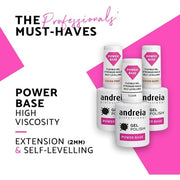 Andreia Professional Glitter Gel Nail Polish Power Base High Viscosity Base for Stronger Nails Builder Base Gel for Small Nail Extensions Vegan 10.5ml