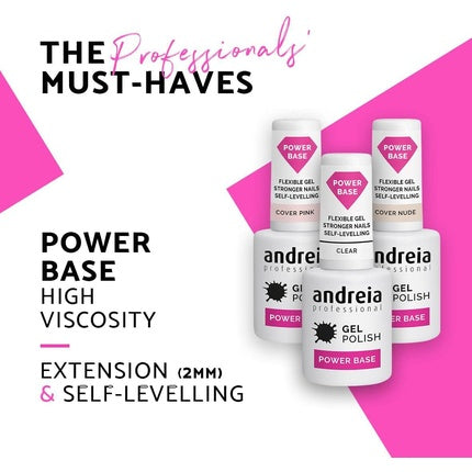 Andreia Professional Glitter Gel Nail Polish Power Base High Viscosity Base for Stronger Nails Builder Base Gel for Small Nail Extensions Vegan 10.5ml