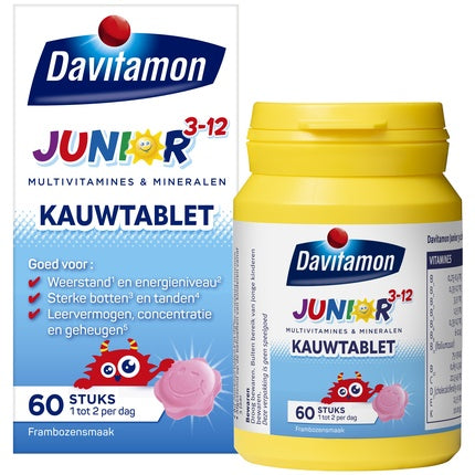 Davitamon Junior 3 Raspberry Chewable Tablets Essential Vitamins For Children
