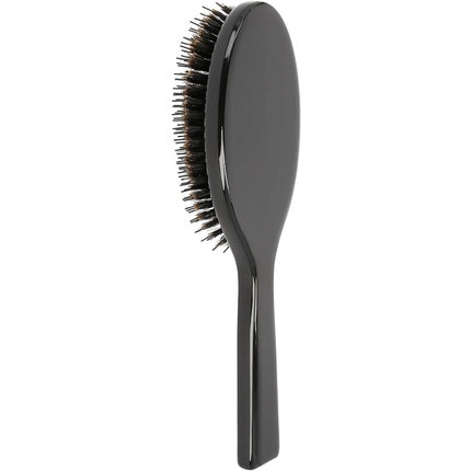 TB TOOLS FOR BEAUTY T4B Lussoni Wooden Detangling Oval Hair Brush with Natural Wild Boar and Nylon Bristles for Short and Medium Hair Black Antistatic Properties